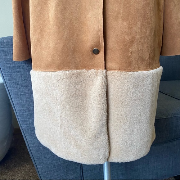 Zara Faux Suede Long Jacket Coat Brown - Picture 4 of 9